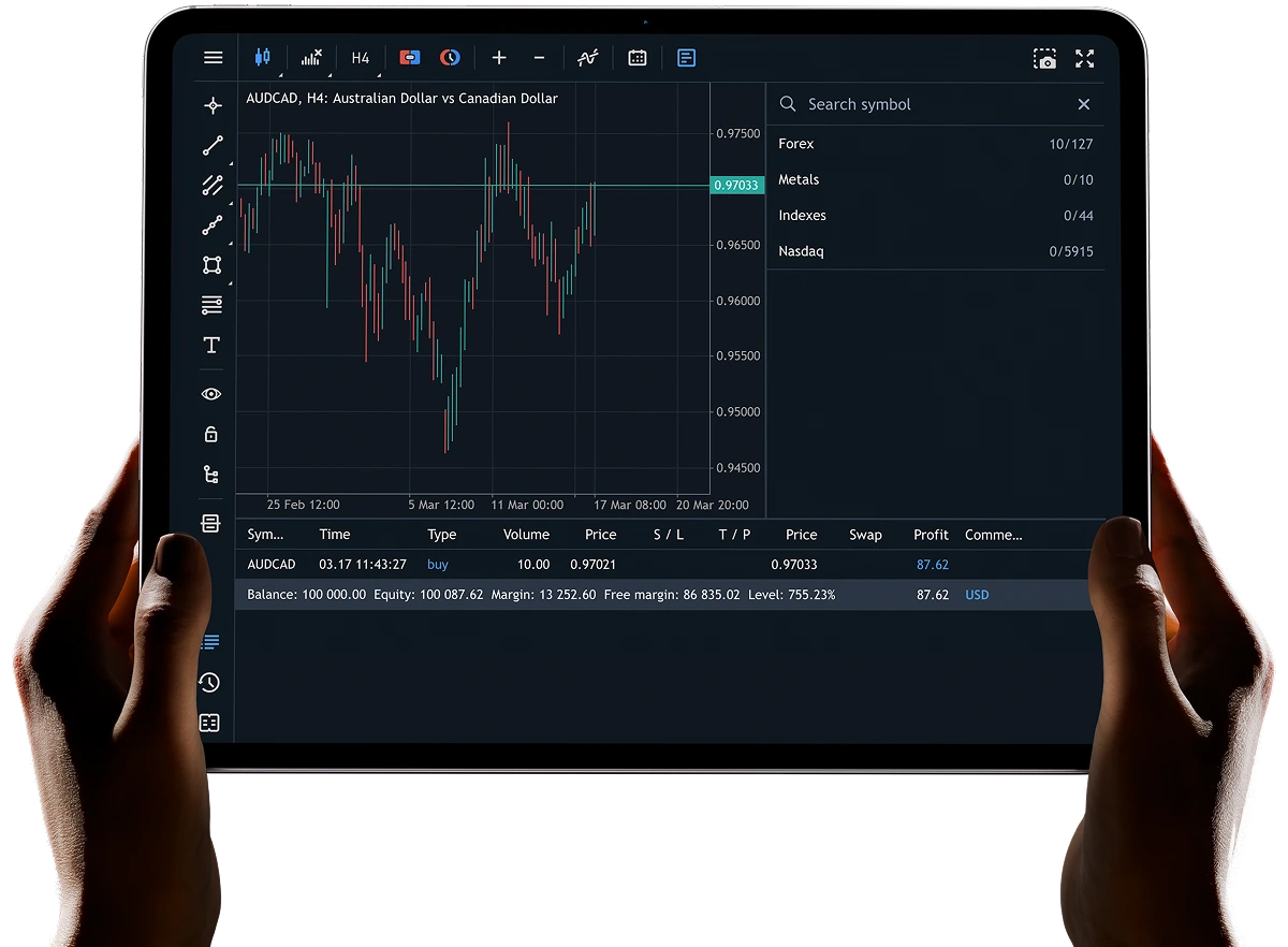 Trading platform on tablet
